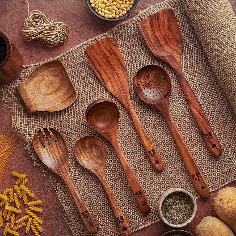  AIUHI Wooden Utensils for Cooking, Wood Utensil Set